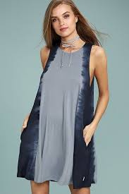 Rvca Sucker Puncher Blue Tie Dye Swing Dress Blue High Neck Dress Rvca Dress Knit Swing Dress
