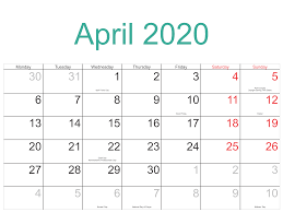 Holidays Calendar April 2020 In 2020 Printable Calendar Template Monthly Calendar Printable Printable Calendar