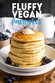 6 Ingredient Fluffy Vegan Pancakes Karissa S Vegan Kitchen Recipe Fluffy Vegan Pancakes Vegan Pancake Recipes Vegan Desserts