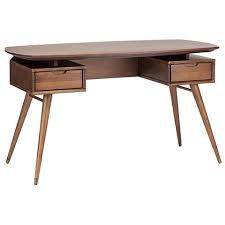Finished on all four sides and surrounded by a beveled frame, it looks right at home floating in the center of a room. Chet Mid Century Modern Desk In Walnut Modern Digs