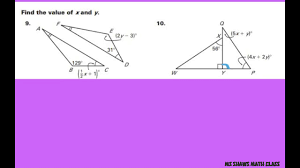 Find The Values Of X And Y Given Congruent Triangles System Of Linear Equations Youtube