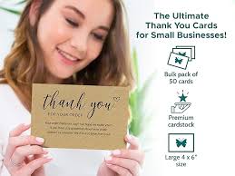 Amazon.com : T MARIE 50 Large 4x6 Kraft Thank You Cards Small Business  Supplies for Boutique Shops