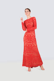 Rent Tadashi Shoji Long Sleeve Embroidered Gown In Dubai