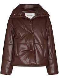 A favorite among the fashion crowd, this puffer is beloved for its soft, supple faux leather that looks like the real thing, but is much more sustainable. Nanushka Hide Vegan Leather Puffer Jacket In Brown Modesens