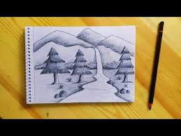 رسم منظر طبيعي سهل جدا بالقلم الرصاص للمبتدئين how to draw easy sketch scenery step by step yout diy canvas art painting diy canvas art canvas art painting