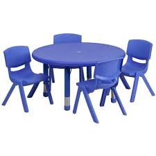 Flash Furniture 33 Round Blue Plastic Height Adjustable Activity Table Set With 4 Chairs See This Gre Activity Table Flash Furniture Kids Table And Chairs