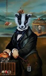Anthropomorphic Painting Of A Badger In A Suit By Sylvia Karle Marquet Tierkunst Haustierfotos Tierillustrationen