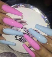 Cotton Candy Dreams Long Coffin False Nails Choose Your Shape Ebay