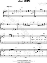 Glee cast lean on me sheet music notes chords download printable easy piano sku 102334. Bill Withers Lean On Me Sheet Music Easy Piano In C Major Download Print Easy Piano Sheet Music Lean On Me