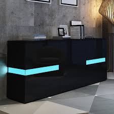 Buffet Sideboard Table Cabinet High Gloss Storage Cupboard W 2 Doors 4 Drawers Black Crazy Sales