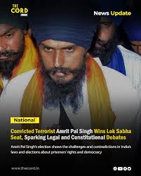 Amrit Pal Singh, a Khalistani separatist leader currently imprisoned under  the National Security Act (NSA), has won a Lok Sabha seat from the Khadoor  Sahib constituency in Punjab. Despite being jailed, Indian