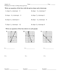 Slope Intercept Form Worksheet Writing Equations Slope Intercept Form Slope Intercept