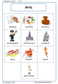 arts english vocabulary worksheet english treasure trove