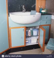 bathroom sink built into storage unit