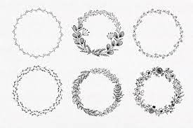 Botanical frames with leaves, magnolia, roses and herbs. 30 Hand Drawn Floral Wreath Simple Line Drawing By Istratova Thehungryjpeg Com