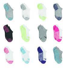 Hanes Hanes Girls No Show Socks 12 Pack Sizes S L Walmart Com No Show Socks Girls Socks Durable Socks