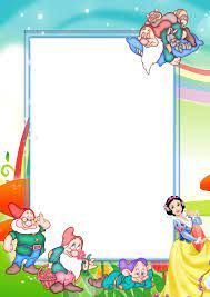 Transparent Kids Png Photo Frame With Snow White And Seven Dwarfs Disney Frames Doodle Frames Frame Clipart