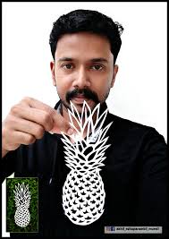 Pineapple paper cutting art attempt, seeking feedback