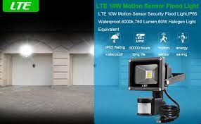 Motion Sensor Flood Light Lte 10w Waterproof Pir Sensor Security Led Lights 6000k 760 Lumen Adjustable Lighti Led Flood Lights Flood Lights Security Lights