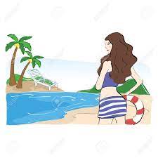 Девушка На Пляже Бесплатный Вектор и графика 52861141.