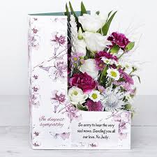 Sympathy flowers online by experts, lovingly prepared and hand delivered by local florists. Sympathy Flowers In A Personalised Card Flowercard Sending Floral Hugs