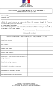 Apposition d'une mention sur l'acte de naissance. Demande De Transcription D Un Acte De Naissance Le Jour Du Rendez Vous Les Declarants Devront Se Presenter En Personne A L Ambassade Avec L Enfant Pdf Free Download