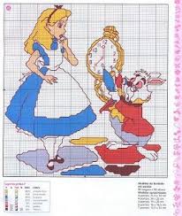 a big selection of free alice in wonderland cross stitch