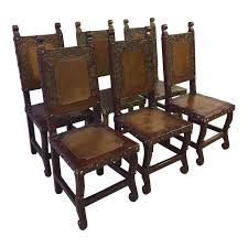Spanish Heritage Western Leather Hand Tooled Chairs Set Of 6 For Sale Chair Bar Furniture Western Chair