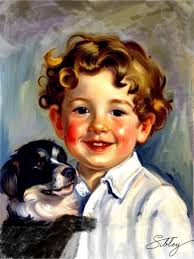Abstract Paintings A Boy And His Dog Painting Boy And His Dog Oil Painting: Claire  McCall