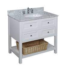 Matching vanity top sold separately can be used on either the left or right side of the vanity top enhances the look of the vanity top 36 Carrera Marble Top White Bathroom Vanity W Shelf 115carr Bathroom Vanity 36 Inch Bathroom Vanity White Vanity Bathroom