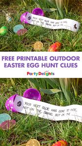 Free Printable Outdoor Easter Egg Hunt Clues Party Delights Blog Easter Egg Hunt Clues Easter Egg Hunt Easter Scavenger Hunt