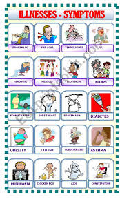 They also help clarify the meanings of vocabulary and language used to talk about health procedures and treatments. Illnesses Symptoms Esl Worksheet By Ascincoquinas