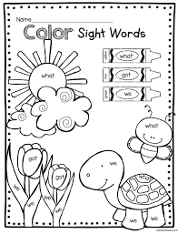 Kindergarten Sight Words Math And Reading Worksheets For Spring No Prep Activities Kind Sight Words Kindergarten Kindergarten Freebies Sight Word Coloring