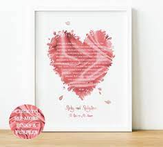 A Beautiful Framed Personalised Lyric Heart Print Which Is Highly Customisable Choose Any Lyrics Or Wedding Vows For Her Wedding Vow Art Wedding Vows Quotes