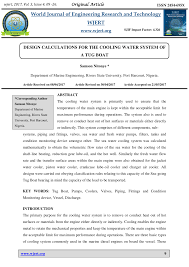 Pdf Design Calculations For The Cooling Water System Of A