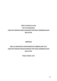 Teks ucapan majlis anugerah cemerlang. Teks Ucapan Aluan Ketua Pengarah Jabatan Perancangan Jpbd