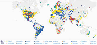 Premier league map and team logos. The Premier League Follower Map
