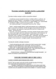 Teorema momentului cinetic pentru punctul material. Referat Teorema Variatiei Energiei Cinetice A Punctului Material 336436 Graduo