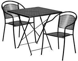 Flash Furniture 28 Square Black Indoor Outdoor Steel Folding Patio Table Set With 2 Round Back Chairs Walmart Com Patio Table Set Outdoor Bistro Set Patio Table