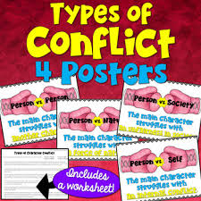 types of conflict poster worksheets teachers pay teachers