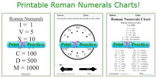Roman Numerals Chart Roman Numeral Conversion Worksheets