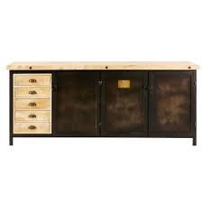Buffet 3 Portes 5 Tiroirs Colombus En Metal Noir Et Manguier Massif Buffet Maisons Du Monde Ventes Pas Cher Com Buffet Maison Maison Du Monde Buffet