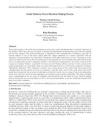 Pdf Social Media In Travel Decision Making Process