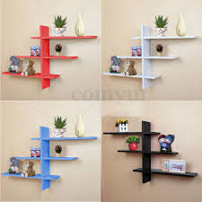 Set Of 7 Retro T Shaped Floating Wall Shelves Book Shelf Dvd Storage Display New Wall Shelf Decor Floating Wall Shelves Art Shelves