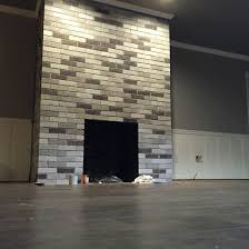My After Fireplace Project Painted Each Brick With Leftover Wall Ceiling Paint Painted Brick Fireplaces Brick Fireplace Makeover Brick Fireplace