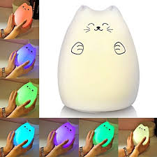 Litake Night Lights For Kids Usb Rechargeable Multi Color Silicone Soft Cat Night Light With Warm White A Nursery Night Light Night Light Kids Led Night Light