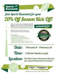 Sports basement rental promo code. Discounts Offers Novato South Little League