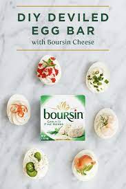 Put Your Own Twist On A Classic With These Boursin Deviled Eggs Start By Preparing Your Favorite Deviled Egg Reci Boursin Cheese Deviled Eggs Dog Food Recipes