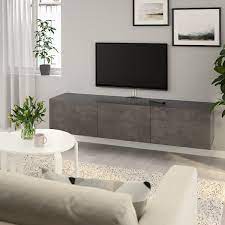 Wall mounted tv cabinet ikea. Besta Tv Unit With Doors Black Brown Kallviken Concrete Effect 70 7 8x16 1 2x15 Shop Online Or In Store Ikea