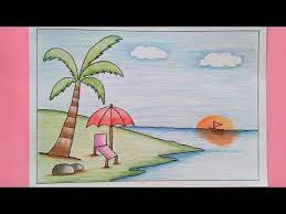 Pemandangan desa memang bisa membuat suasana jadi adem ya. Contoh Gambar Cara Mewarnai Gradasi Pantai Kataucap